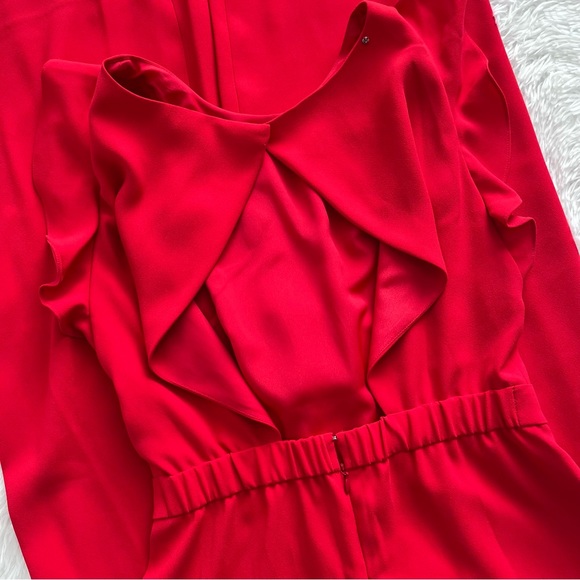 J. Crew | NWOT ✨ Bright Red Crepe 365 Sleeveless Ruffle Wide Leg Jumpsuit - Picture 7 of 13